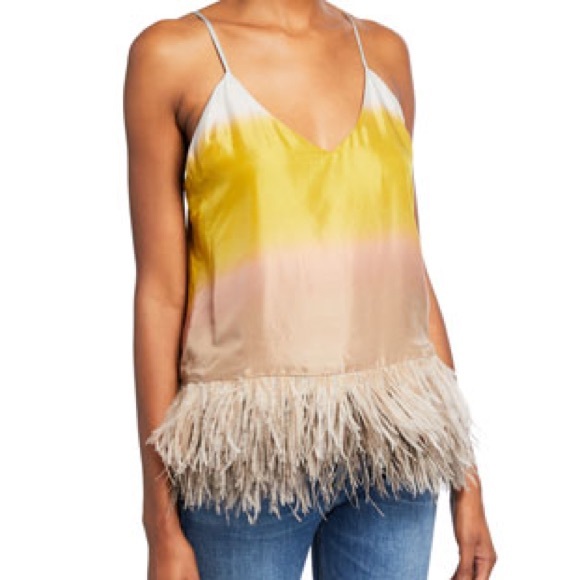 Le Superbe Tops - Le Superbe Ombré Ostrich Feather Top NWT 4 🌈